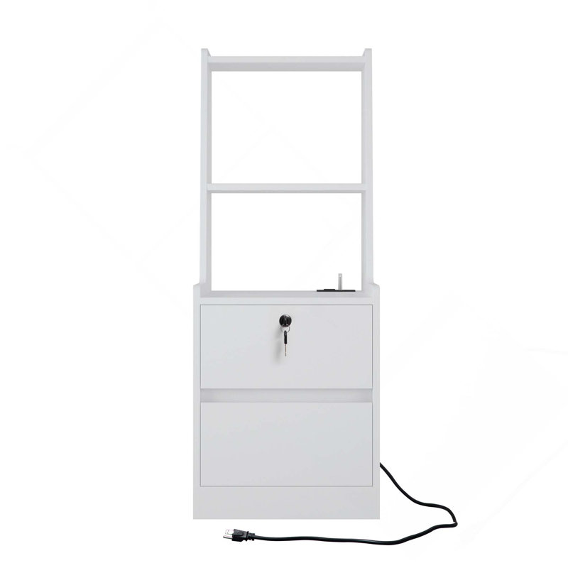 (1PC)Modern Nightstands With Charging Station, Night Light & Bookshelf For Bedroom