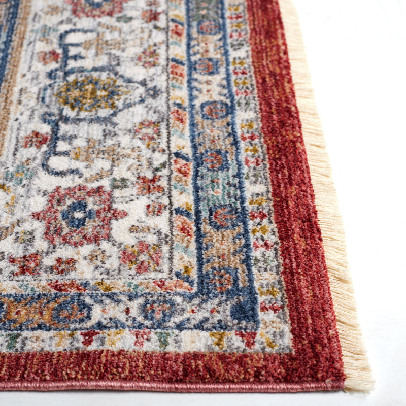 Red and Ivory Blue Hand-Knotted Oriental Rug, 8' x 10'