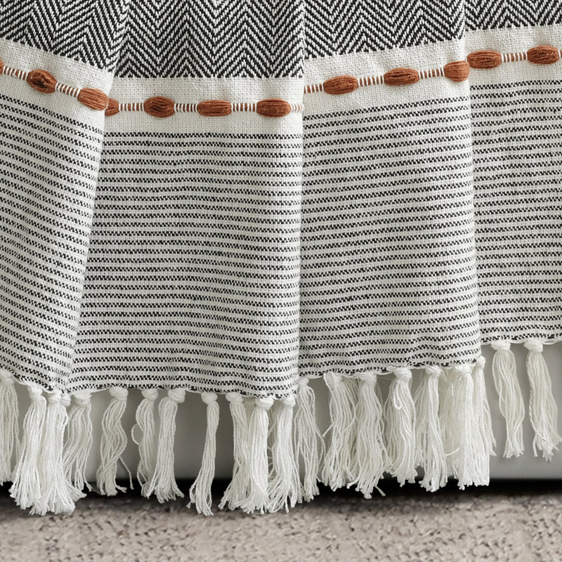 Cotton Throw, Black/Gray