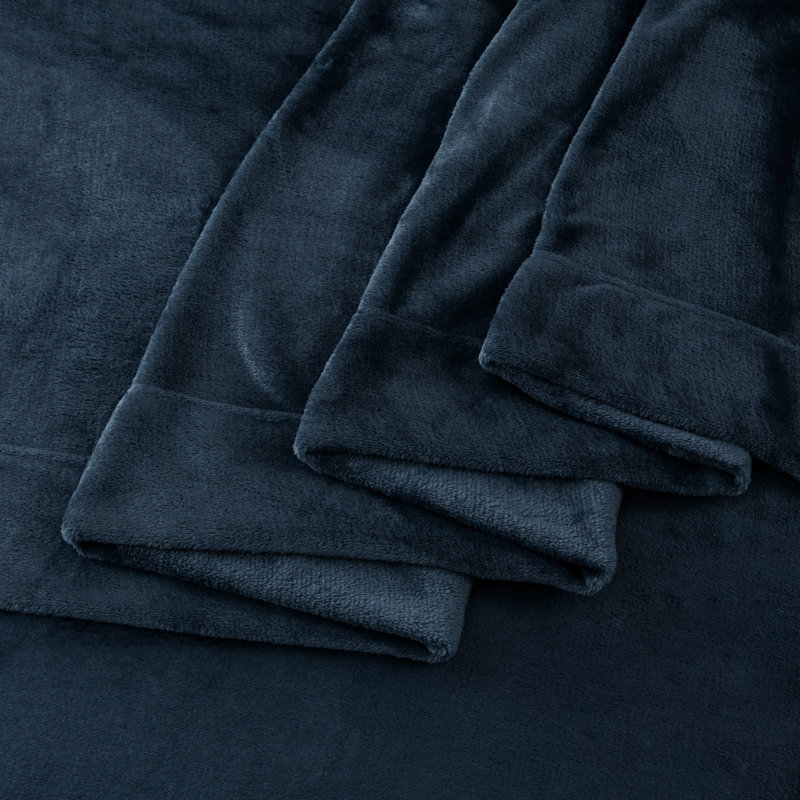 Ultra Soft Micro Plush Velvet Solid Sheet Sets, Queen, Denim Blue