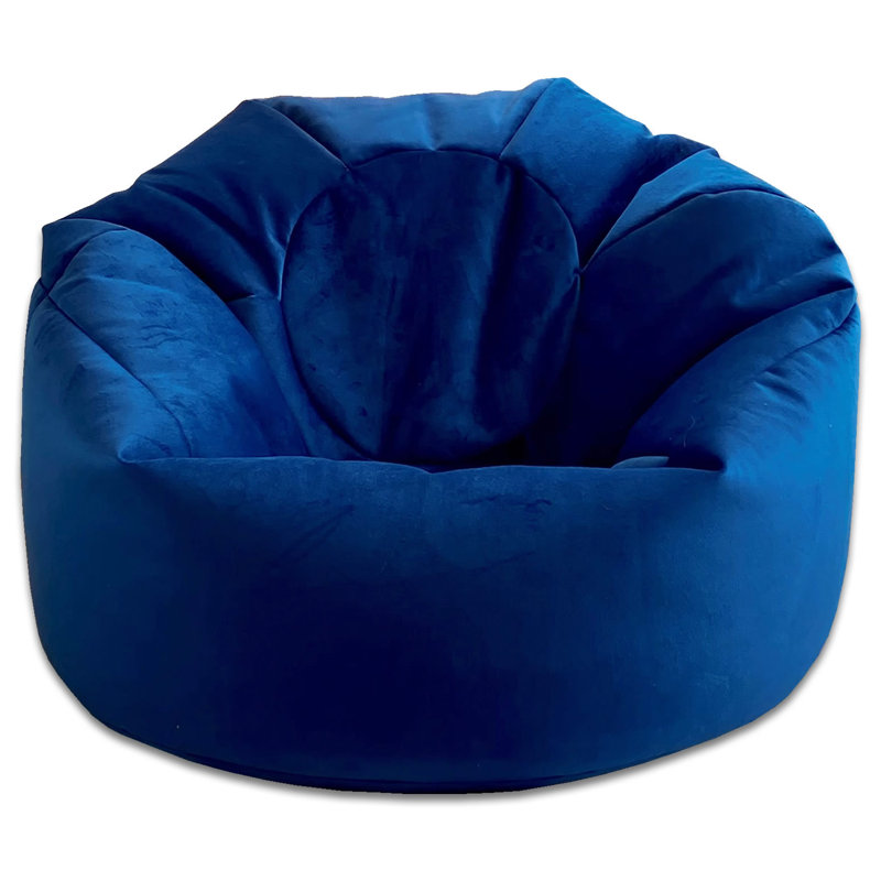 Velvet Refillable Classic Bean Bag, Marine Blue