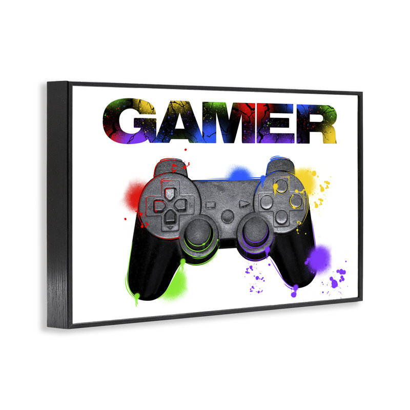 «Gamer with Rainbow Splash», estampe numérique, conception de Marcus Prime, H 16 po x l 24 po, Giclée encadrée noir minuit