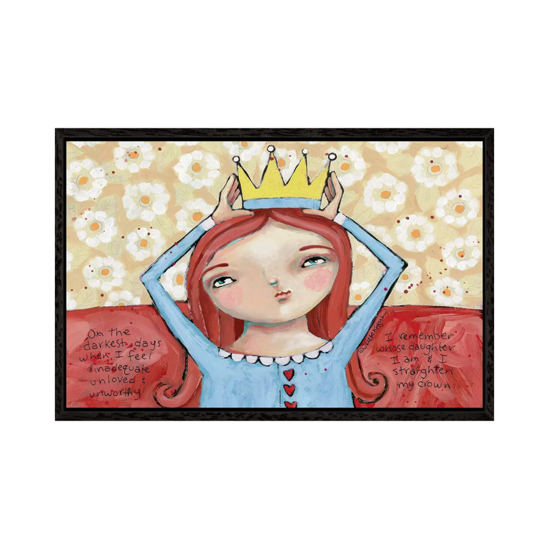Straighten Your Crown Redhead 1 Piece Wall Art on Canvas, 45.72cm H x 66.04cm W x 3.81cm D, Black Floater Framed