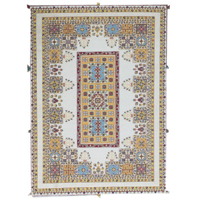 Hand-Knotted High-Quality Ivory Area Rug