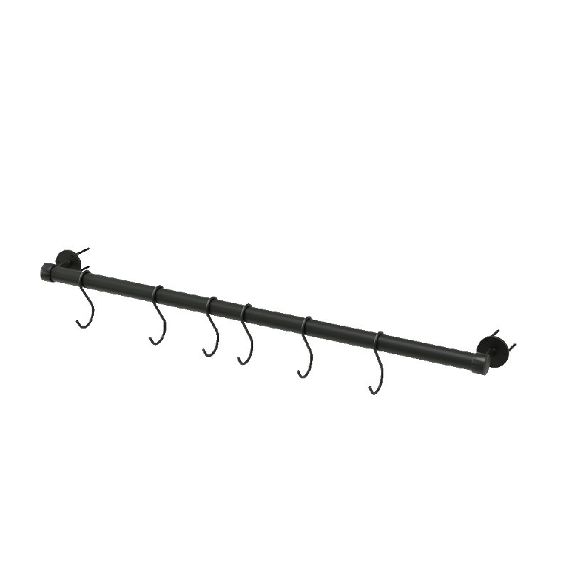 Support à casseroles mural en laiton, Noir, H 3,94 po x l 31,38 po x P 2,87 po