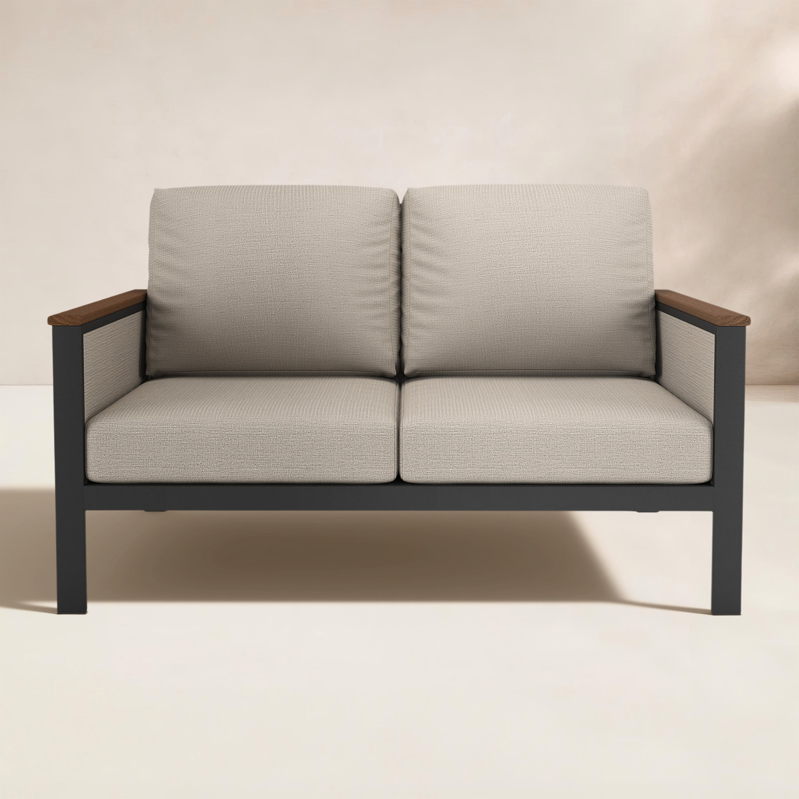 Townsend 55" Sunbrella® Patio Loveseat, Cast Silver, Black/Cast Silver