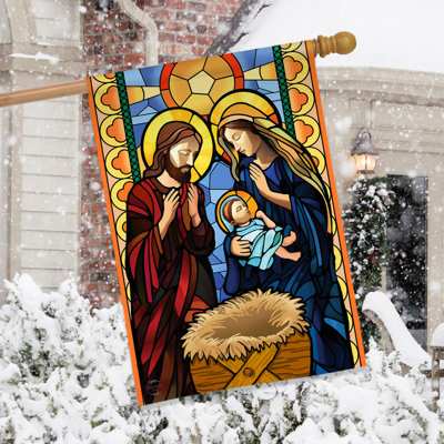 Stained Glass Nativity House Flag