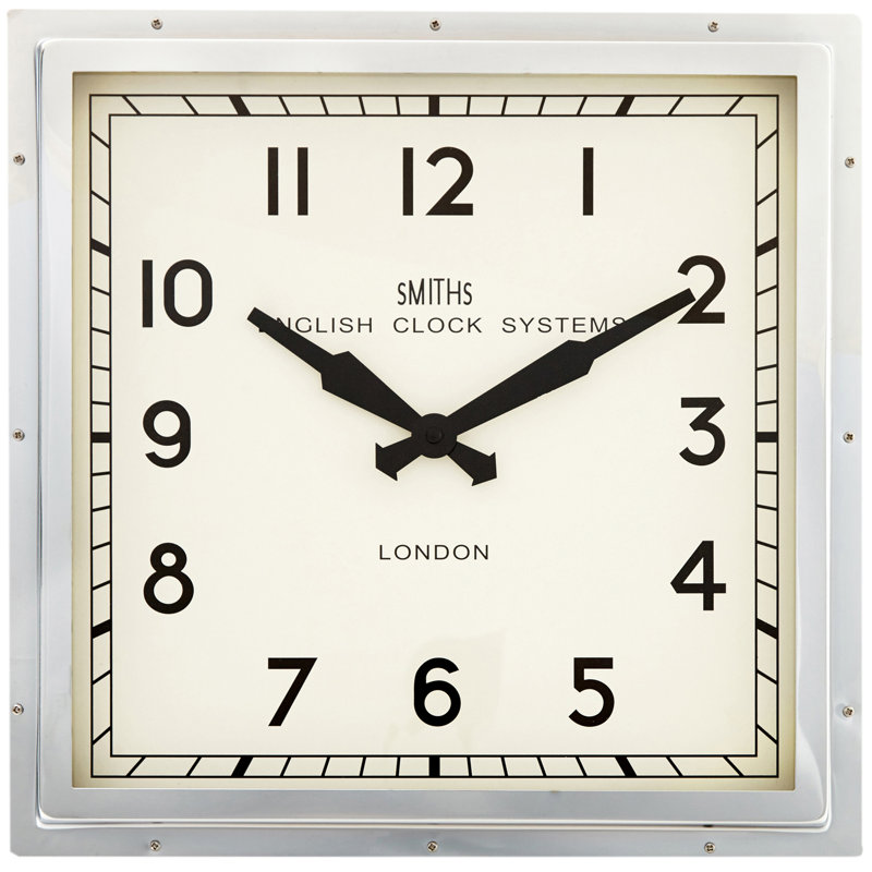 Smiths Square Wall Clock - 41cm, Silver