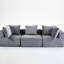 Ensemble de 4 sièges gris en tissu velours côtelé, siège souple, sans assemblage, configuration modulaire pour les espaces de vie confortables, sièges, structure, pièces principales configurables