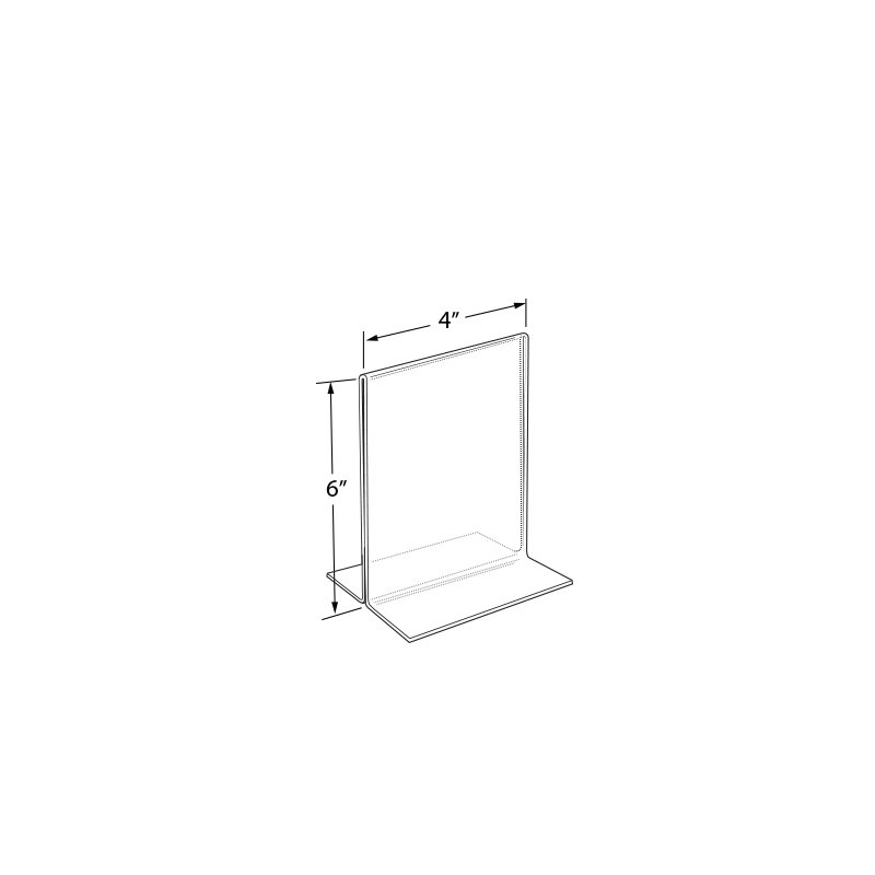 Bottom Loading Clear Acrylic T-Frame Sign Holder 2" Wide x 7'' High-Vertical/Portrait, 10-Pack