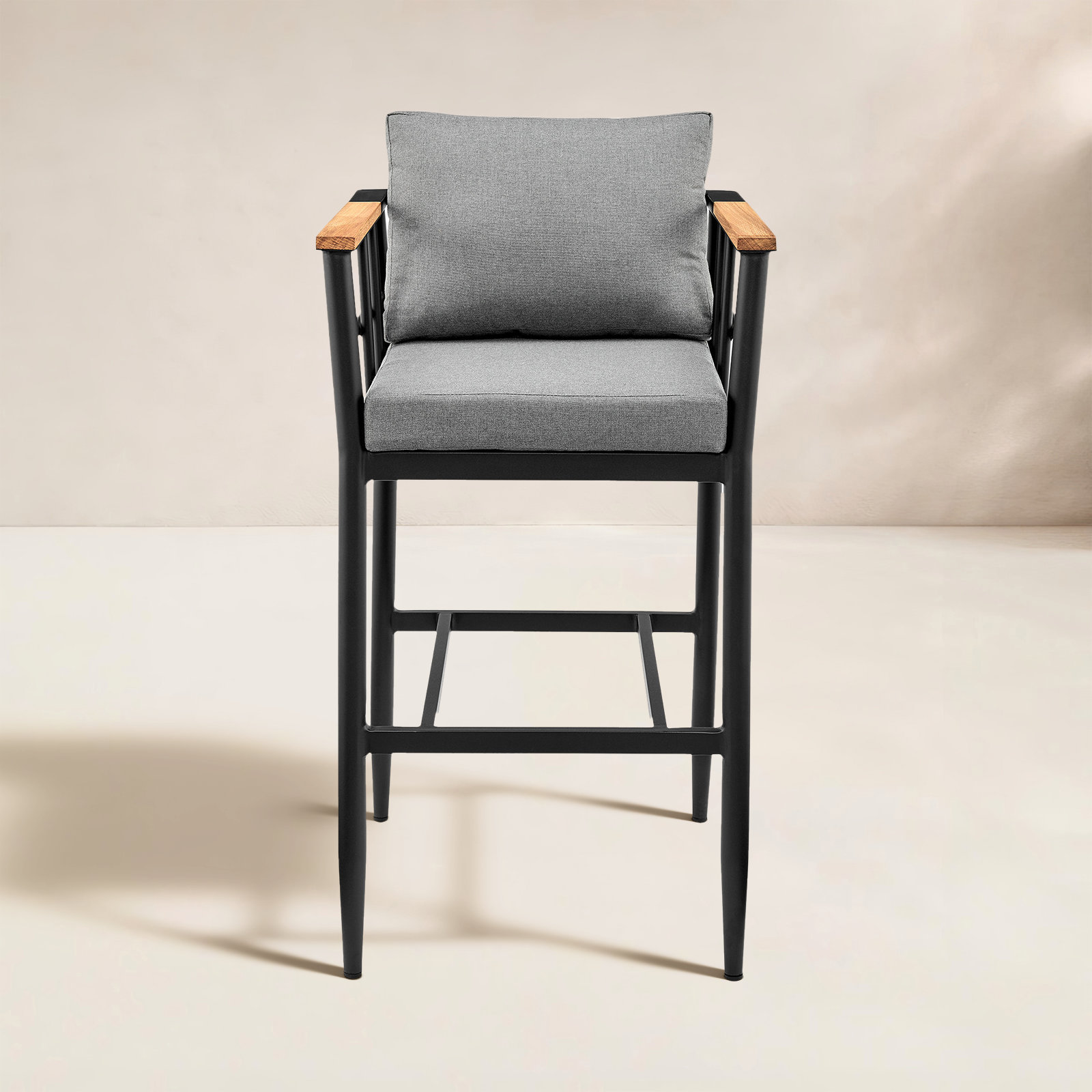 Florentine 26" Teak Patio Bar Stool with Cushion, Bar Stool (30" Seat Height)