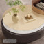 Table basse ronde en noyer + blanc massif + bois manufacturé