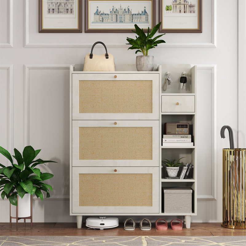 Armoire à chaussures de style bohémien, Blanc antique