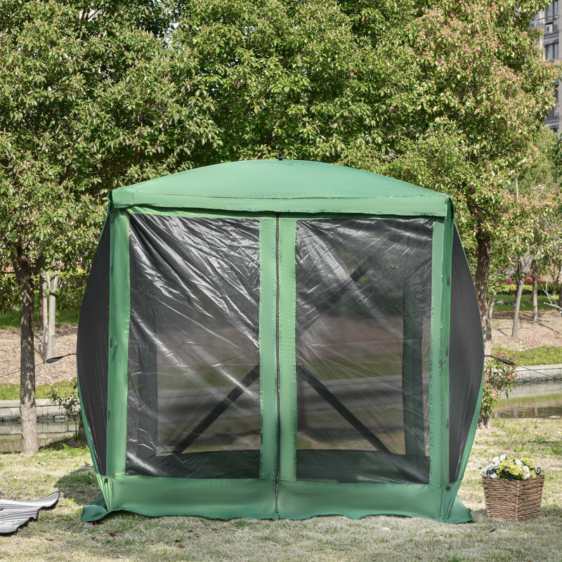 Moustiquaire de camping en plein air 7 pi L 7 pi. D Pavillon de jardin en fibre de verre, Vert