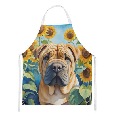 Shar Pei en tablier tournesols