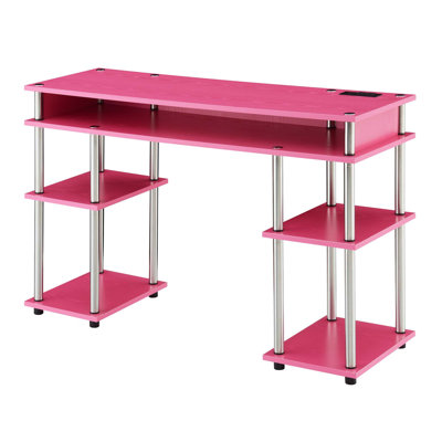 Edwin No Tools Computer Desk with Built-In Outlets