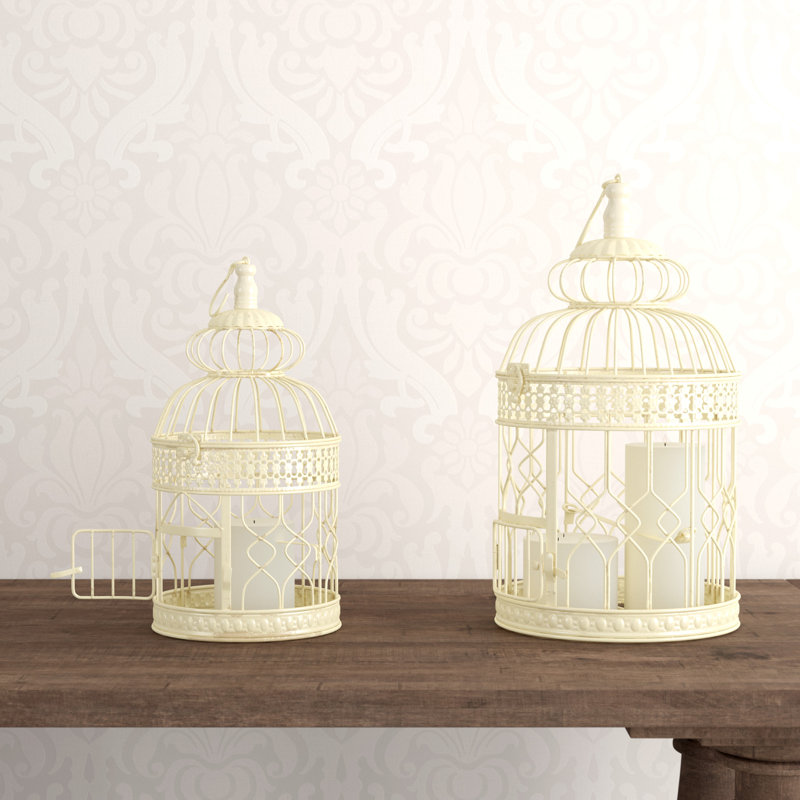 Ensemble de 2 cages à oiseaux décoratives en métal Pawlowski