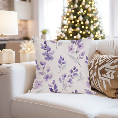 Floral Lavender Flower Pattern II Cottage Throw Pillow Cover