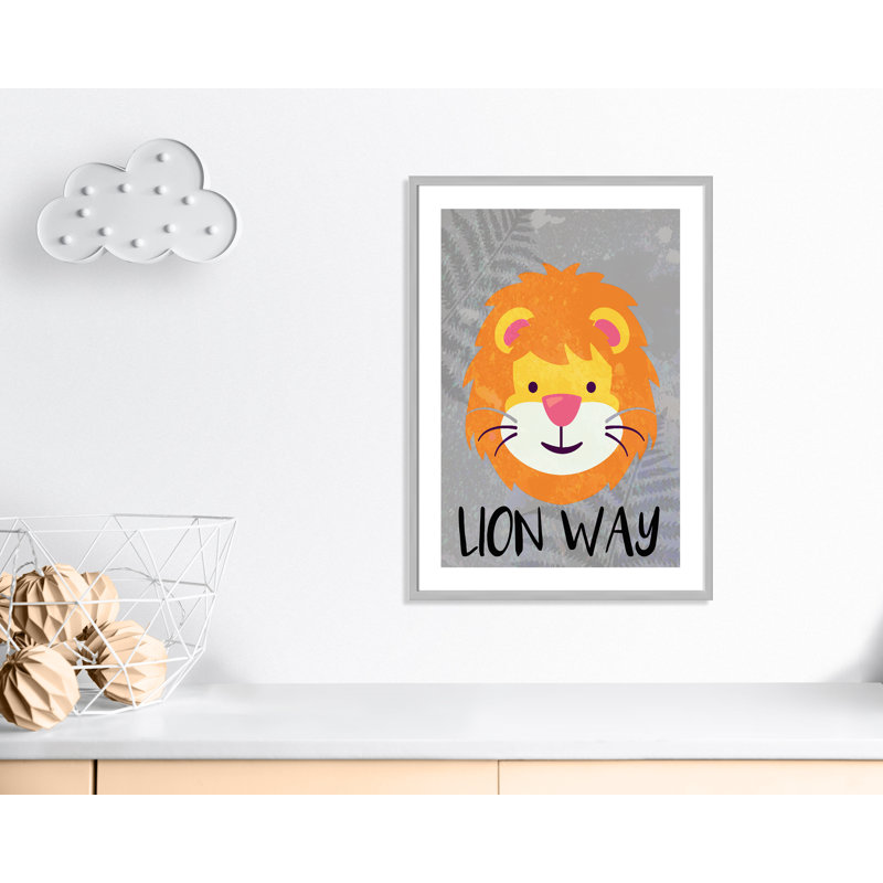 Impression sur papier Lion Way, H 34,5 po x l 24 po x P 1,18 po, Encadré de boîte argent