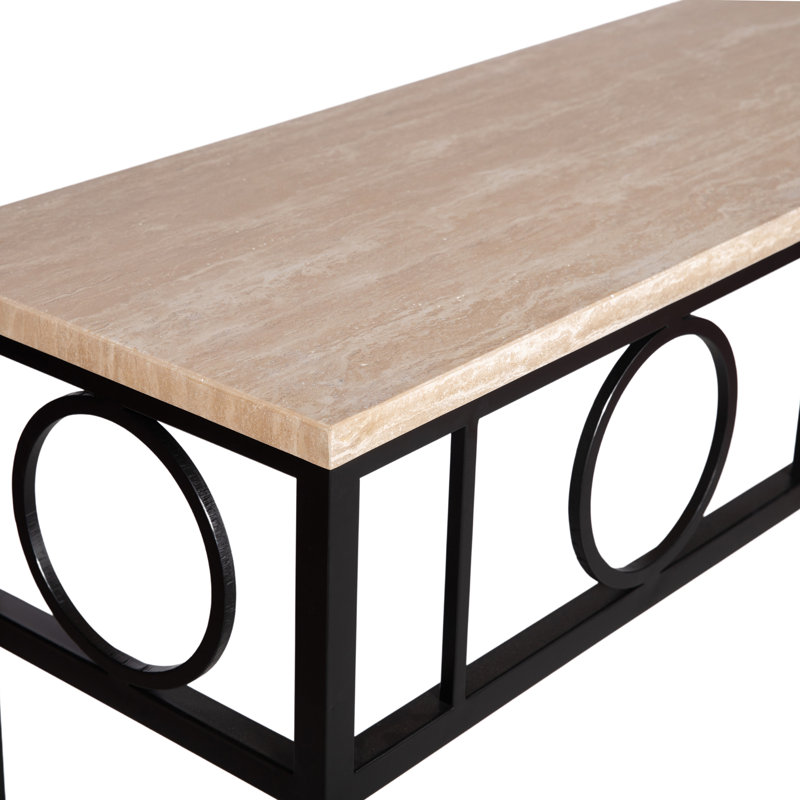 Hampton Console Table, Lite Travertine, Flat Black