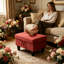 Banc de rangement avec repose-pieds 28,5 po en faux suède à losange capitonné, banc à chaussures pour l'entrée, banc de bout de lit pour le salon de la chambre à coucher, salon, rouge-285737670