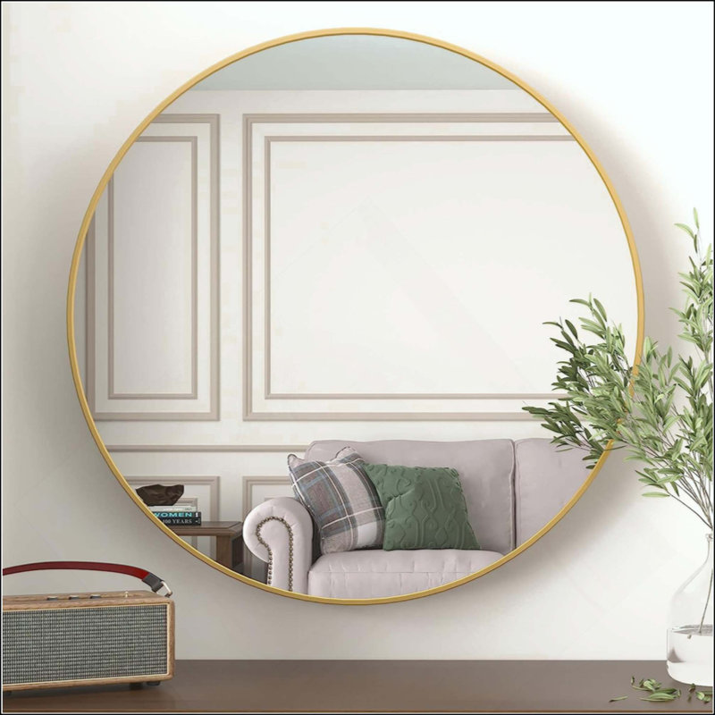 Miroir mural pour salle de bain, Doré, 36 po x 36 po