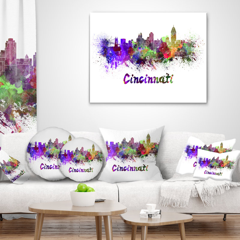 Cincinnati Skyline - Cityscape Printed Throw Pillow