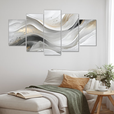 Ensemble de salon art mural blanc vagues ondulées blanches II
