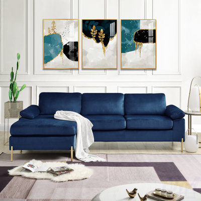 Canapé modulaire luxueux en velours avec méridienne, pour le confort et le style Mid-Century moderne dans n'importe quel salon, modulaire