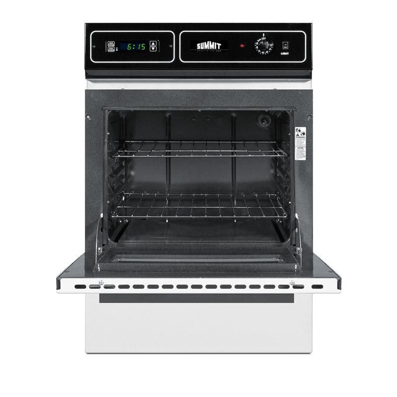 Summit 24" White Electric Wall Oven with Timer and Storage