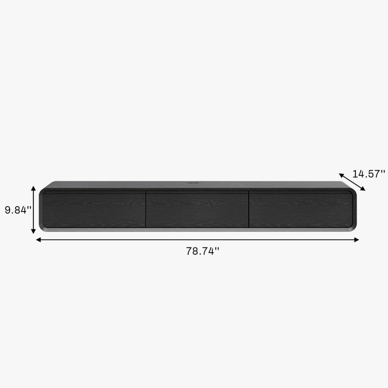 Handmade 78" Floating TV Stand Up To 85" TV Wall Mounted Media Console, Black