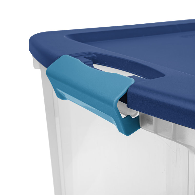 Sterilite 12 Gallon Latch and Carry, Blue/White, 106 Quart, 4-Pack