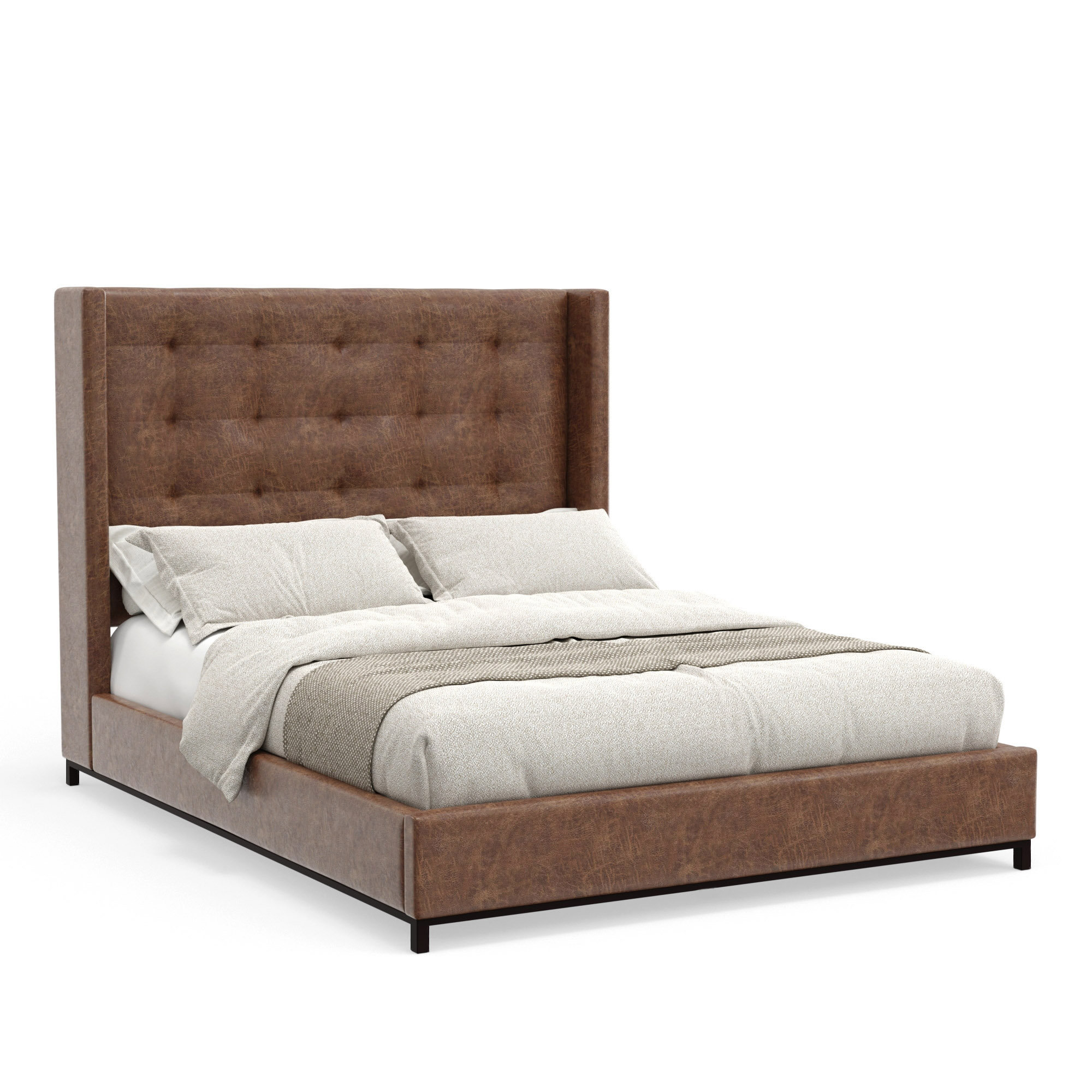 Leather wingback bed discount