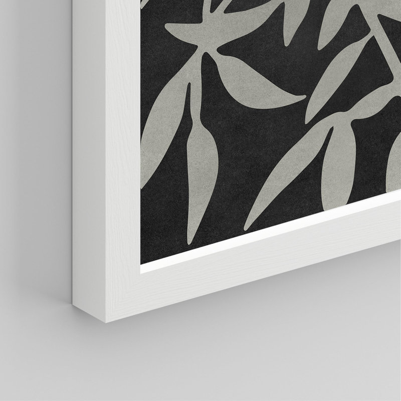 «Black and White Abstract Leaves Silhouette Decor Shapes», impression encadrée sur papier, 4 pièces, Blanc, H 10 po x l 8 po