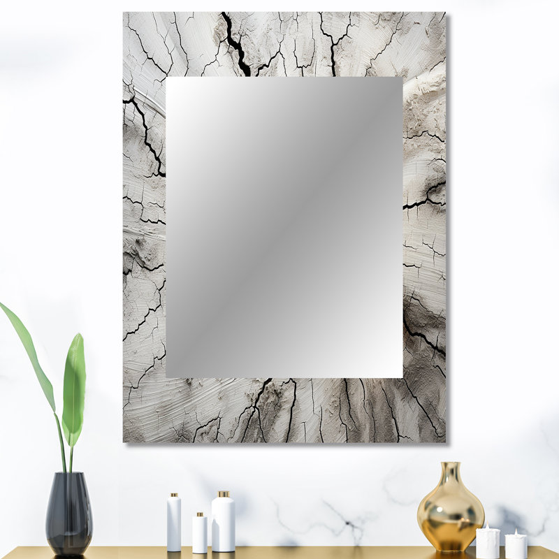 Tree Cut Stump Beauty I - miroir mural unique Redwood, miroir gris, impression sur métal, 40 po x 30 po