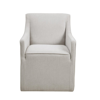 Slipcover Dining Arm Chair With Casters