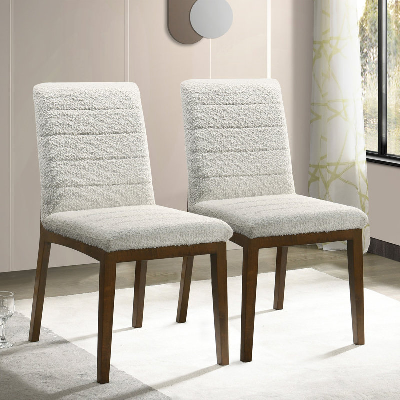 Zaliya Tufted Side Chair Dining Chair, White Boucle