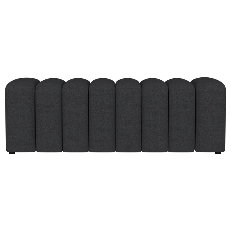 Delsur Charcoal Fabric Upholstered Tufted Accent Bench, Charcoal
