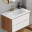 Lavabo de salle de bain en céramique avec trous pour robinets de 31,9 po