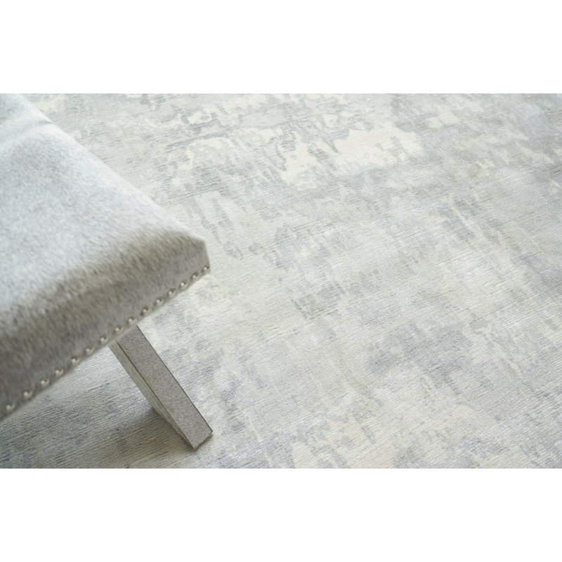 Murano Hand Knotted Area Rug, Rectangle 12' x 15', Silver