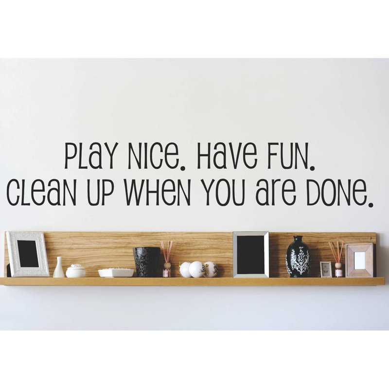 Text & Numbers Wall Decal, 10" H x 40" W x 0.16" D, Black