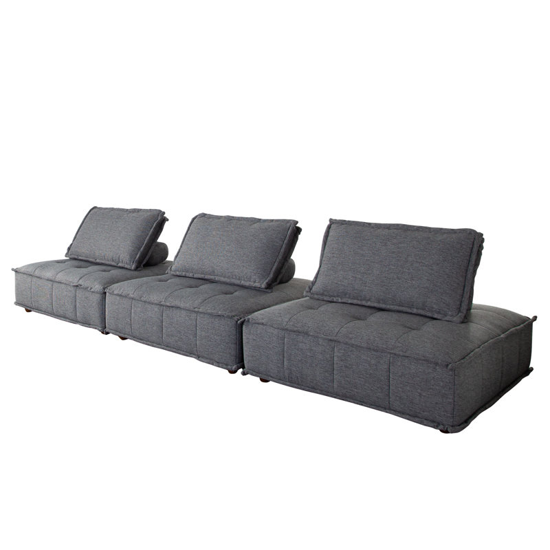 Platform Upholstered Sectional Symmetrical, Gray 100% Polyester