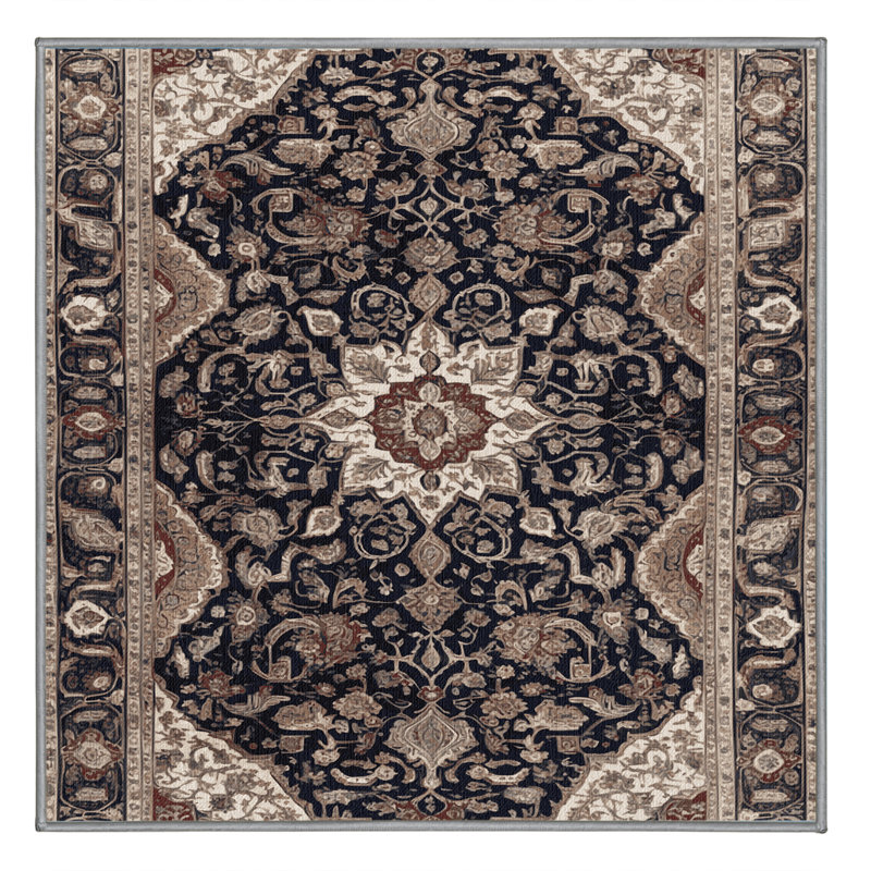 Tapis persan gris lavable à la machine, Carré 4 pi