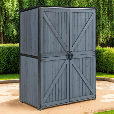 Armoire de rangement d'extérieur avec cadre en métal pour patio de jardin