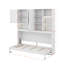 Lit escamotable mural simple avec armoire supérieure, tablettes et port USB-367678390