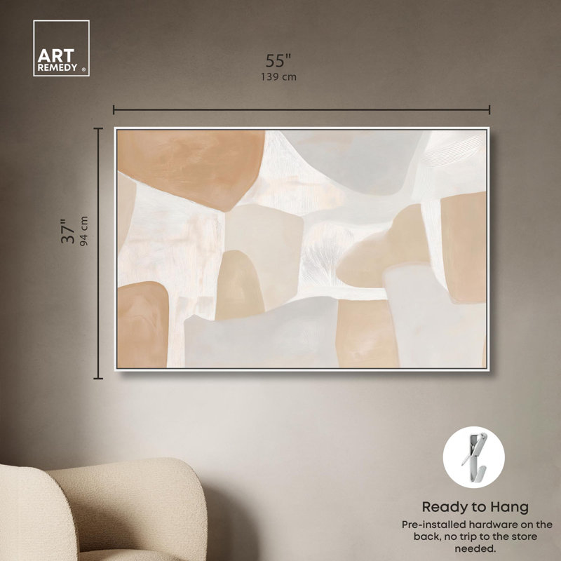 «Two Compositions II Boho», reproduction d'art sur toile par Art Remedy, H 20 po x l 30 po, Structure noire