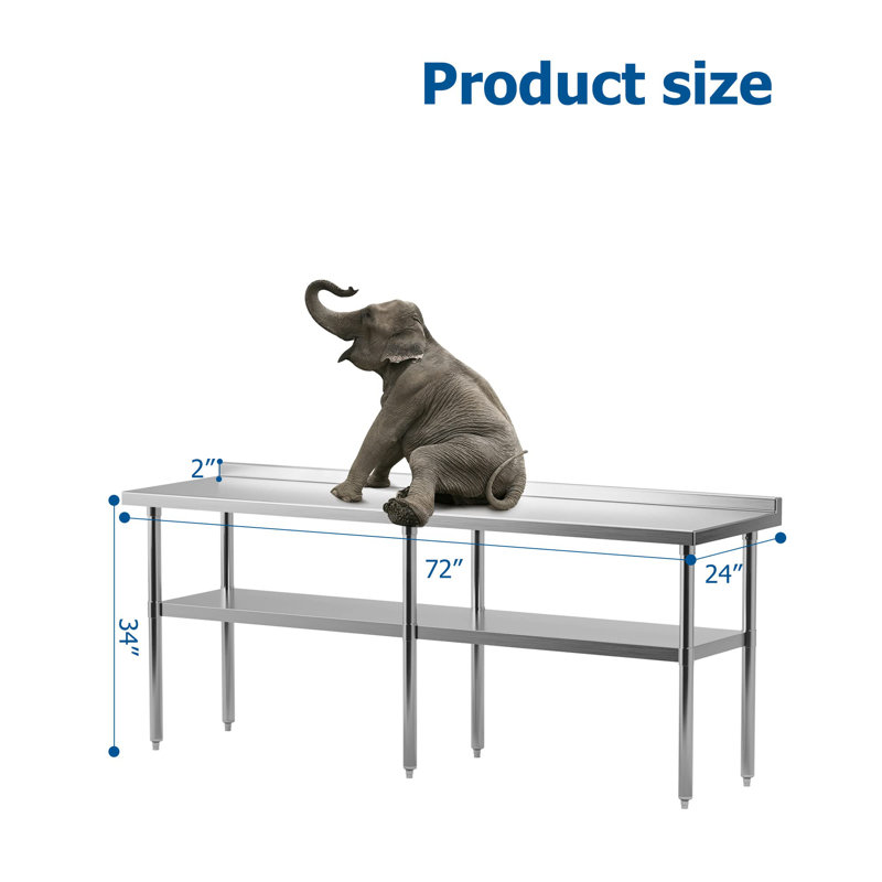 Babevy Stainless Steel 72'' L x 24'' W x 34'' H Work Table