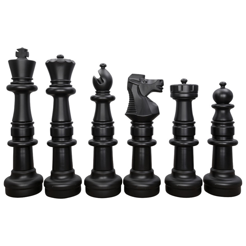 Giant 37" Black and White Outdoor Chess and Checkers Set with Nylon Mat