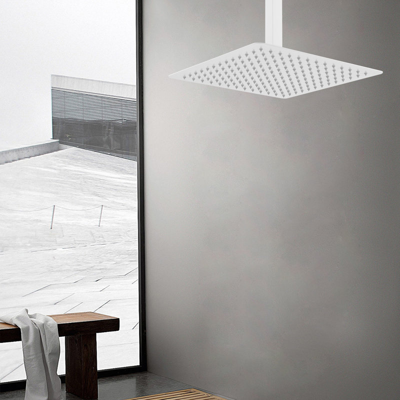 Rain Fixed Shower Head 2.0 GPM GPM, White
