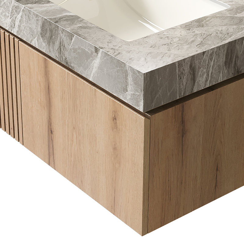 Armoire de salle de bain de luxe en bois naturel 30 po Luxury